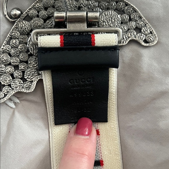 Gucci Black and White Belt with Crystal Butterfly - Picture 2 of 5